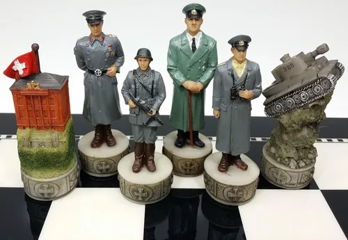 World War 2 WW2 Conjunto de piezas de ajedrez hombres pintadas a mano - NO tablero
