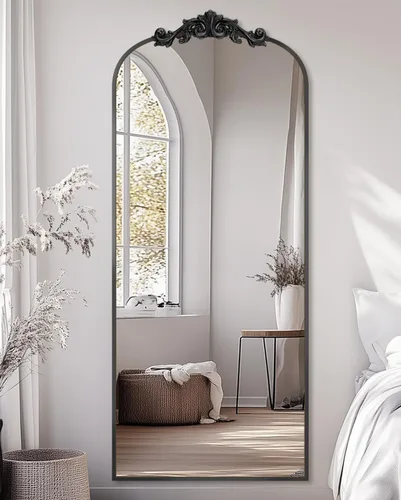 Miniatura 19 de Antok Espejo arqueado de longitud completa, espejo de piso de 71 x 28 pulgadas con tallado, espejos de cuerpo completo para decoración del hogar