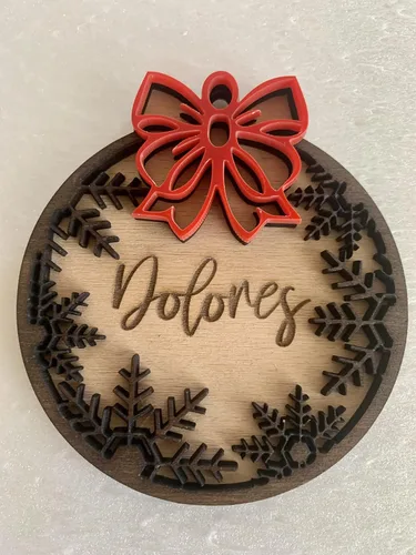 Miniatura 6 de Adorno de madera de Navidad personalizado con nombre grabado personalizado, adorno de Navidad 2025, decoración de árbol de vacaciones hecho a mano