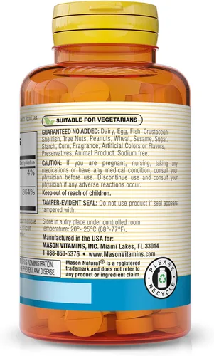 Miniatura 3 de Mason Natural Selenio 200 mcg - Suplemento antioxidante para apoyo inmunológico y salud de la próstata, mineral traza esencial, 60 tabletas