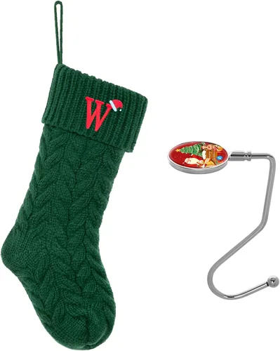 Miniatura 133 de Botas de Navidad personalizadas, iniciales personalizadas, 18 pulgadas, botas de Navidad tejidas con letras para colgar en la chimenea, botas de Rojo