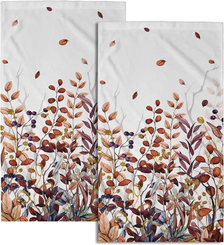 Miniatura 52 de Juego de 2 toallas de mano para el 4 de julio, 14 x 28 pulgadas, diseño patriótico de hojas florales rojas y azules, absorbentes y suaves