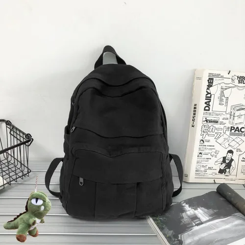 Miniatura 2 de Mochila de lona para laptop, mochila de viaje estética retro vintage para mujeres y hombres (negro)