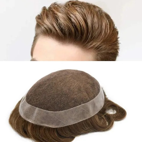 Miniatura 16 de Mens Toupee sistema de reemplazo de cabello humano europeo para hombres encaje tupé para hombres postizos para hombre pieza de pelo Protesis Capilar