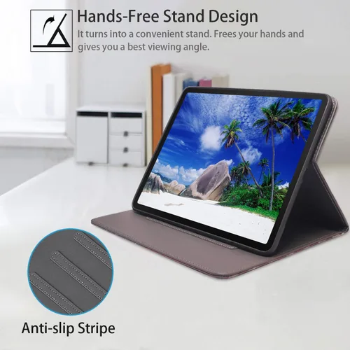 Miniatura 4 de Funda para Samsung Galaxy Tab A8 de 10.5 pulgadas (SM-X200/X205/X207), funda delgada de piel sintética con función de encendido y apagado automático