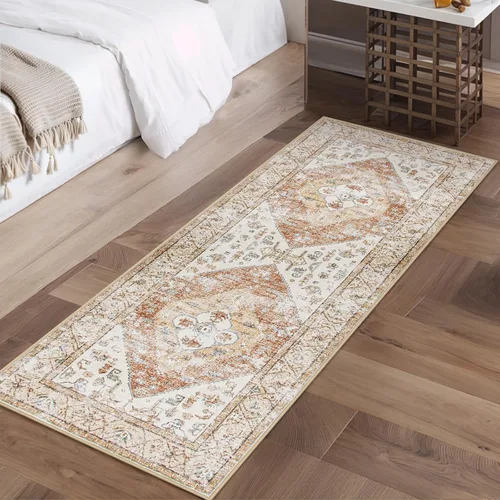 Miniatura 32 de Beeiva Alfombras florales de entrada, lavables para interiores, ultra fina, de 2 x 3 pies, antideslizante, para cocina, tapete de cachemira suave