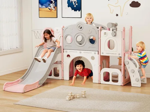 Miniatura 9 de GITAWUSA Juego de tobogán para niños pequeños 8 en 1, juego de juego para interiores y exteriores para niños de 1, 2 y 3 años, tobogán para escalar