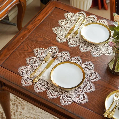 Miniatura 14 de ARTABLE Manteles de encaje redondos con doily, manteles de encaje, doily bordado con flor, tapete para tazas y jarrones para decoración de mesa