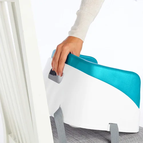 Miniatura 8 de Asiento elevador SmartClean Toddler Booster de Ingenuity para mesa de comedor con correas de arnés de 3 puntos, azul pavo real