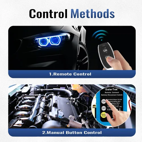 Miniatura 3 de DaierTek Interruptor de desconexión de batería remoto 12V/24V 240A Interruptor de apagado para corte de energía automotriz para coche, camión