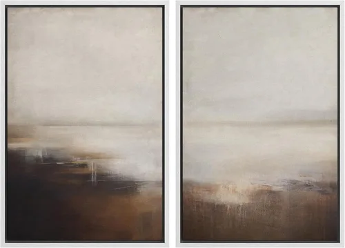 Miniatura 94 de SIGNWIN Lienzo enmarcado para pared, ilustraciones abstractas texturizadas en tonos beige terrosos, arte moderno, decorativo, contemporáneo
