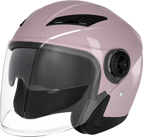 Miniatura 8 de SanQing Casco de motocicleta de cara abierta 3/4 aprobado por DOT con doble visera solar unisex para adultos para scooter, crucero, chopper