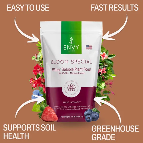 Miniatura 2 de ENVY Bloom Special Professional Grade (10-50-10) Alimento vegetal soluble en agua, promueve flores más grandes y hermosas (3.0 libras)