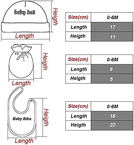 Miniatura 4 de Kiddiezoom Newborn Baby Cap and Mitten Bundle Baby Hats and Mittens Baby Gloves Sets