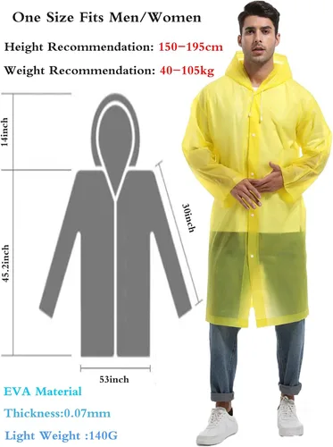 Miniatura 91 de 2 abrigos de lluvia de Borogo para adultos, chaquetas de lluvia reutilizables para hombres y mujeres