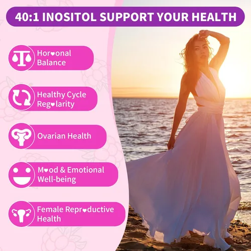 Miniatura 4 de Gomitas de mio-inositol y D-Chiro inositol, proporción 40:1 suplemento de inositol con vitamina D3, glicinato de magnesio, folato y zinc