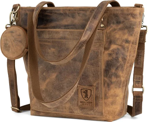 Miniatura 12 de BERLINER BAGS Bolso tote vintage de cuero genuino Verona, bolso de mano, comprador grande, bolsa de trabajo para mujer
