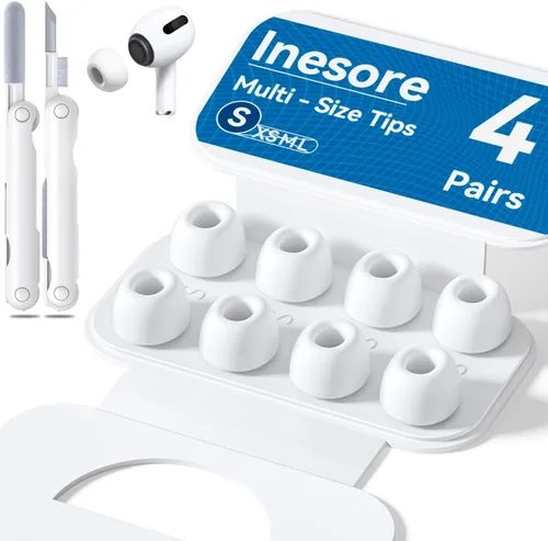 Miniatura 17 de 4 pares de almohadillas transparentes de repuesto para AirPods Pro de 2ª/1ª generación con caja de almacenamiento portátil y bolígrafo limpiador