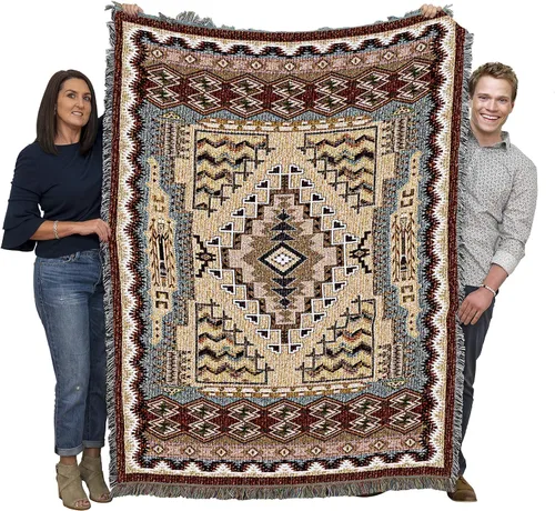 Pure Country Weavers Manta Butte Clay - Inspirada en los nativos americanos del suroeste - Tapiz manta de regalo tejido de algodón - Fabricado en