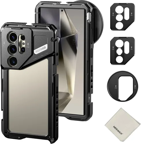 Miniatura 15 de NEEWER PA042 S24 Ultra Phone Cage Video Rig Estabilizador con PA045S Manija Lateral de Liberación Rápida, PA045E Manija de Obturador Bluetooth