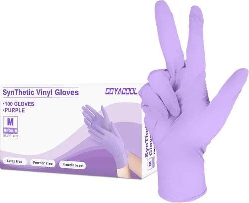 Miniatura 22 de Guantes desechables medianos, de mezcla de nitrilo y vinilo, sin látex, 100 unidades, guantes de grado alimenticio para limpieza, preparación de Azul