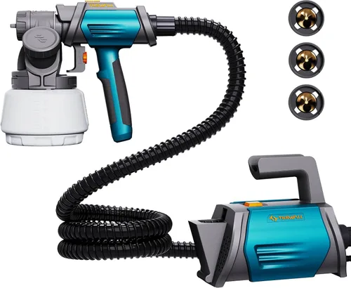 Tilswall - Pulverizador de pintura HVLP de 800W, pistola de pintura eléctrica con 4 boquillas y 3 patrones para pintar muebles, gabinetes, vallas,