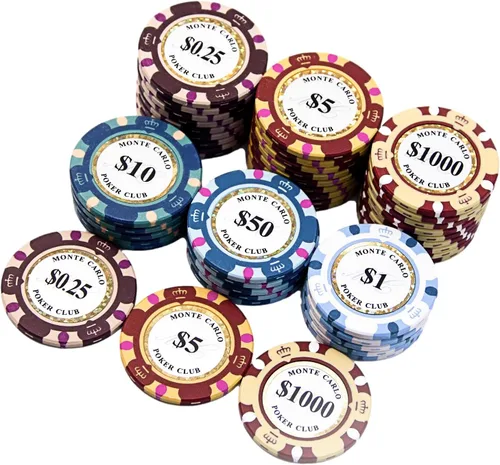 Miniatura 5 de 1000pcs 0.49 oz Monte Carlo Poker Club Poker Chips Set con construcción personalizada (1000 fichas de acrílico caso)