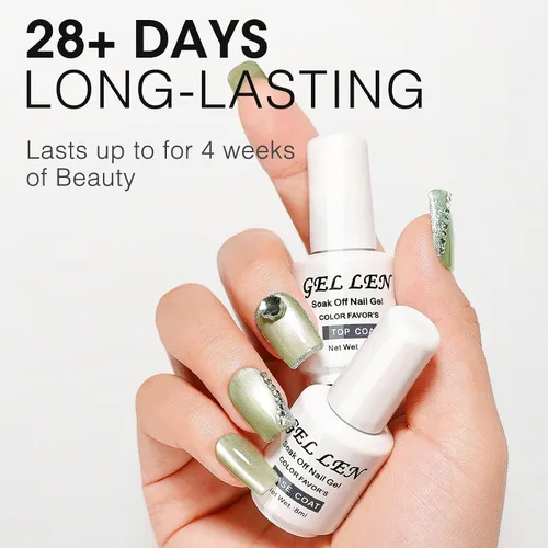 Miniatura 6 de Gellen Top Coat y Base Coat para Gel Polish - Acabado Shine de larga duración, 8ml cada botella Capa superior y base transparente