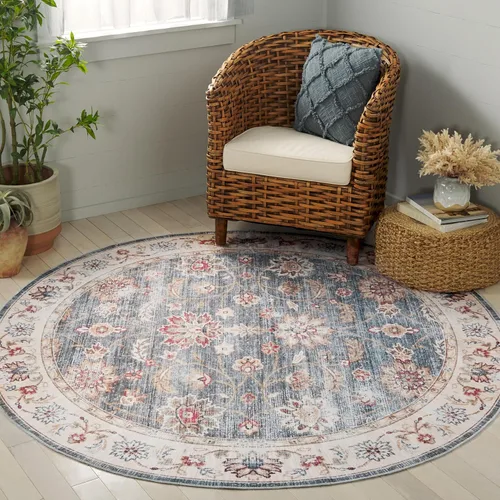 Miniatura 7 de SAFAVIEH Alfombra lavable Colección Arizona, ovalada, de 5 x 8 pies, verde y beige, antideslizante y fácil de limpiar, ideal para sala de estar