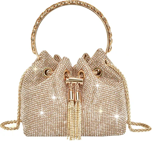 Miniatura 11 de TOPALL Bolso de Noche Mejorado con Diamantes de Imitación, Bolso de Mano Brillante con Diamantes de Imitación en Plata, Monederos de Diamantes