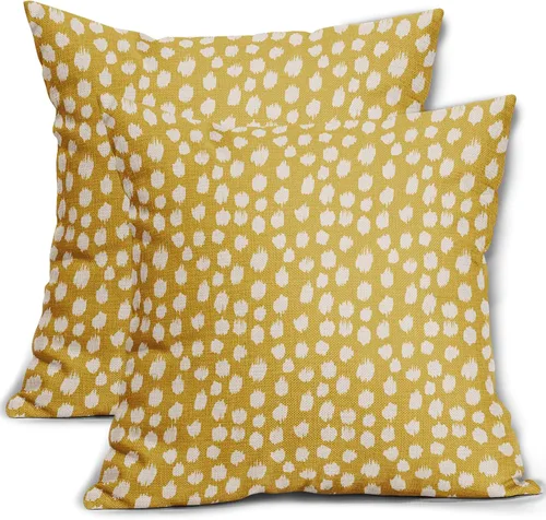 Miniatura 22 de Fundas de almohada marrón y blancas de 18 x 18 pulgadas, juego de 2 almohadas boho grises con lunares, fundas de almohada modernas estampadas