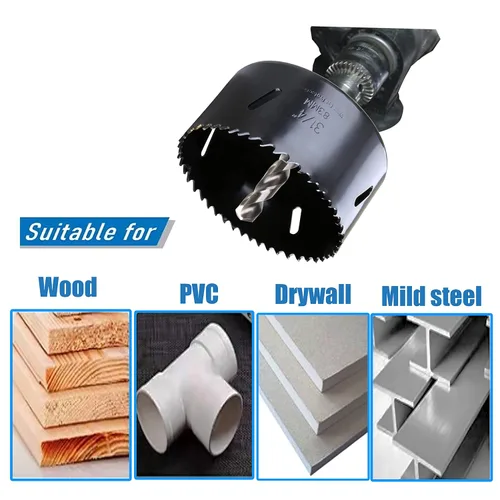 Miniatura 5 de Sierra de agujero de 4-1/2" de HSS bimetálica para madera, paneles de yeso, plástico, aluminio, acero suave, hierro, metal, acero inoxidable. Broca