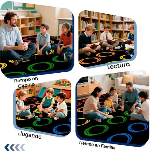 Miniatura 7 de Alfombras de aula primaria con círculo colorido, alfombra grande para aula preescolar, guardería, alfombra educativa para niños de jardín