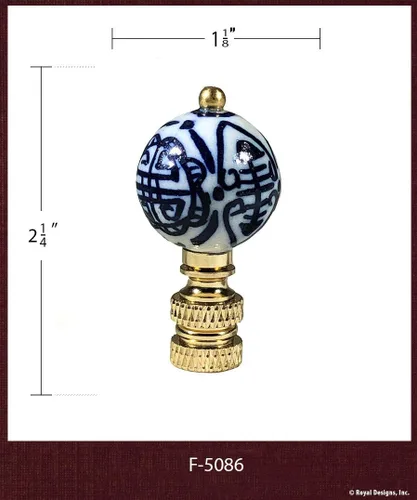 Miniatura 3 de Royal Designs, Inc. Decorativos Chinoiserie Azul y Blanco Terminales de Lámpara (Longevidad - 2 Pk)