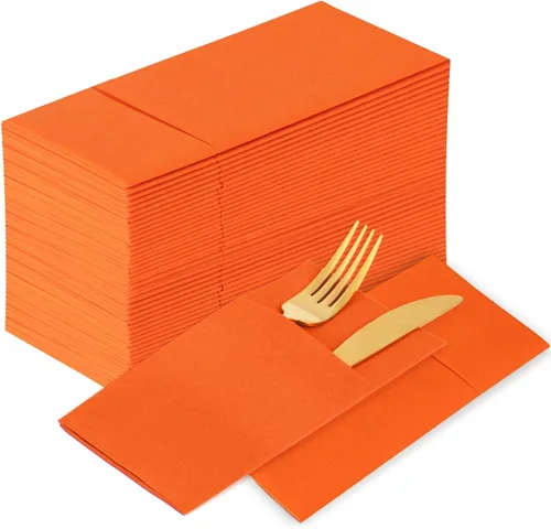 Miniatura 9 de KAMMAK Servilletas Desechables Verde Matcha con Bolsillo Tipo Tela Servilletas de Papel para Cena Paquete de 100 Plegadas Servilleta de Recepción