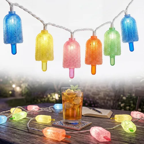 Miniatura 16 de Luces de calabaza de Halloween para exteriores, 2.6 m enchufables, luces de cadena naranjas para decoración de Halloween con 10 luces LED de Jack O