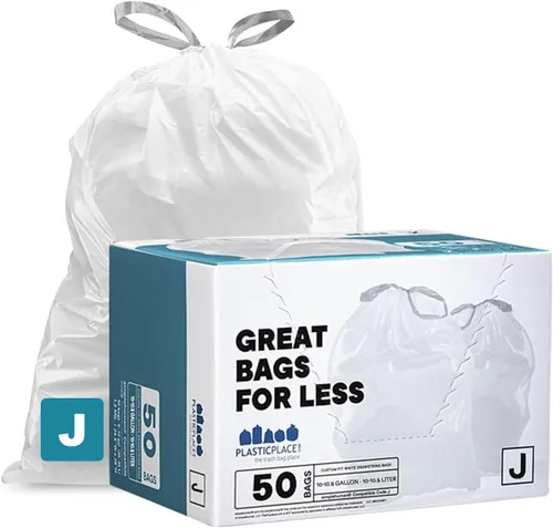 Miniatura 10 de Plasticplace Bolsas de basura de ajuste personalizado compatibles con Simplehuman Code J - bolsas de basura con cordón de 10 a 10.5 galones