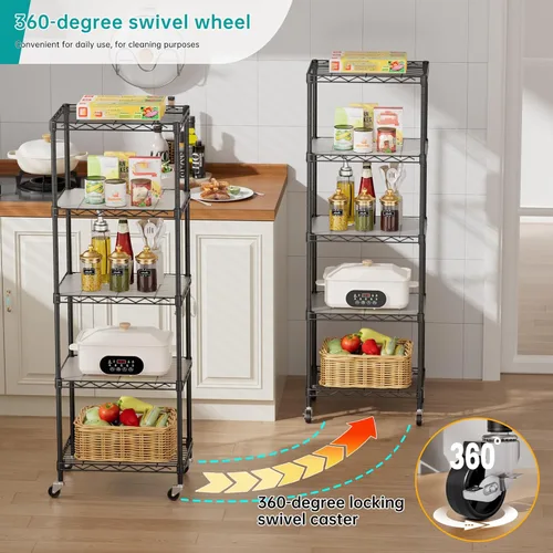 Miniatura 7 de SINGAYE Estantería de alambre para armario: unidad de metal ajustable para organización de lavandería, baño, cocina, almacenamiento en el hogar