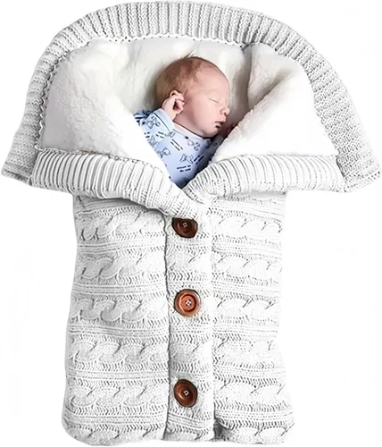 Miniatura 8 de insular Saco de dormir cálido para bebé tipo sobre de invierno para niños, saco de pie para cochecito, saco de dormir tejido para recién nacido