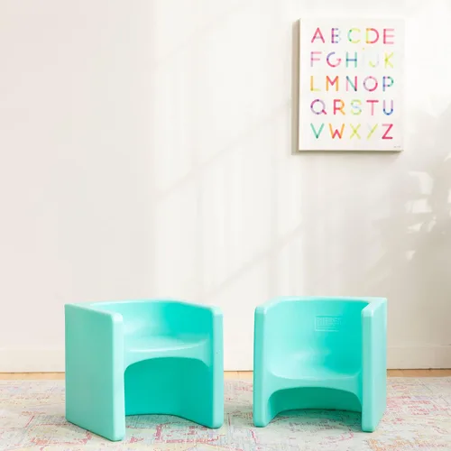 Miniatura 11 de ECR4Kids Tri-Me - Juego de mesa y sillas cubo, muebles multiusos, color aguamarina, 3 piezas