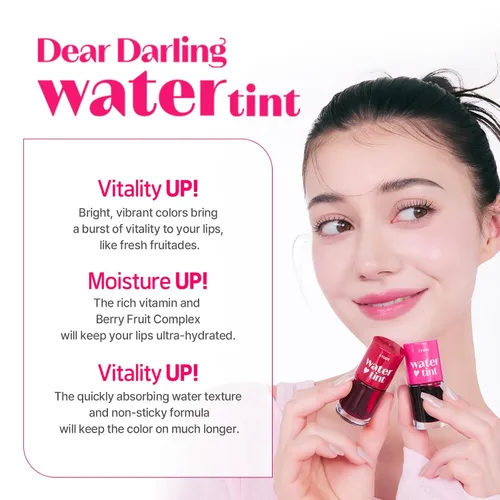 Miniatura 2 de ETUDE Dear Darling Water Tint – Cherry Ade (0.32 onzas) Tinte labial de color vivo con acabado hidratante sin peso y no pegajoso Tinte de labios