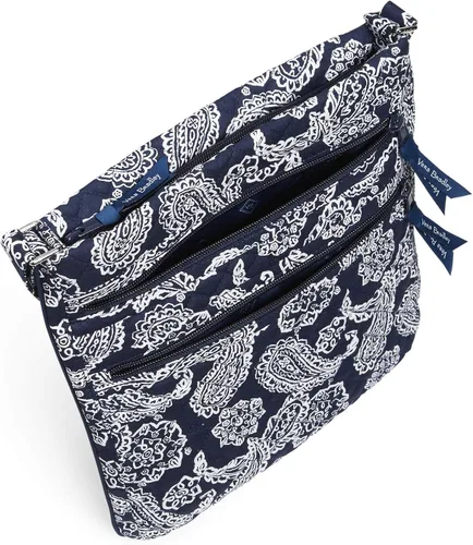 Miniatura 5 de Vera Bradley Cotton Collegiate Triple Zip Hipster Crossbody Purse (Multiple Teams Available)