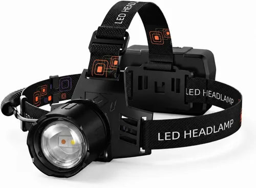 SKYFIRE Linterna frontal recargable de 3000 lúmenes, faros LED más brillantes para adultos con batería de 7500 mAh, sensor de movimiento impermeable