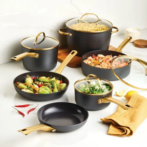 Miniatura 14 de Farberware - Juego de ollas y sartenes de cerámica antiadherente forjada para inducción con tapas y herramientas de cocina de cocina - Apto
