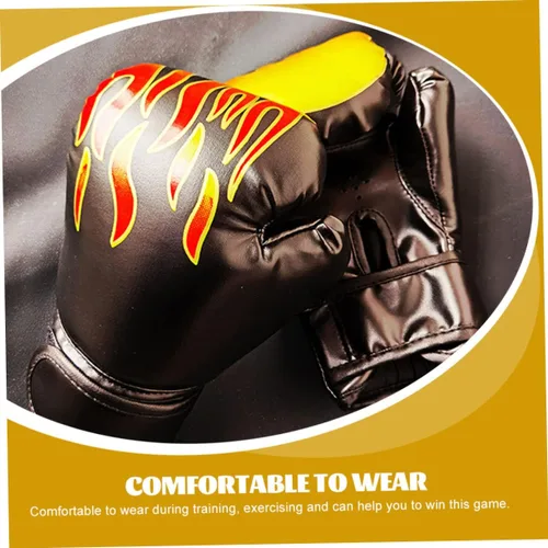 Miniatura 3 de Guantes de boxeo, 2 pares de guantes de kickboxing para niños de 3 a 8 años, guantes de bolsa de lucha para hombre, guantes de boxeo Eva Black Flame