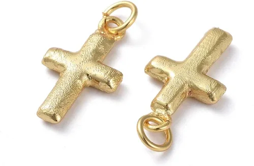 Miniatura 12 de DanLingJewelry 10 dijes de metal chapados en oro de 18 quilates con palabras rectangulares de buena suerte para hacer joyas, pulseras, collares