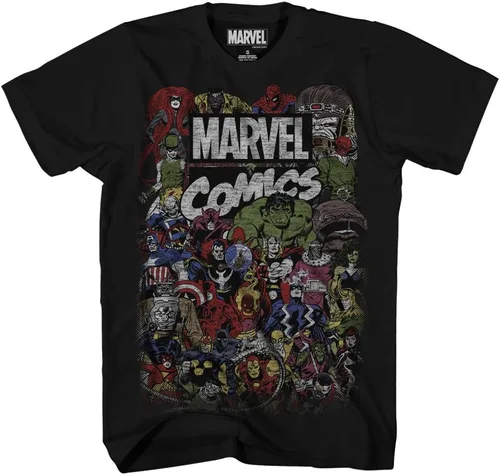 Miniatura 3 de Marvel Avengers Comics Logo - Camiseta gráfica para hombre, Negro