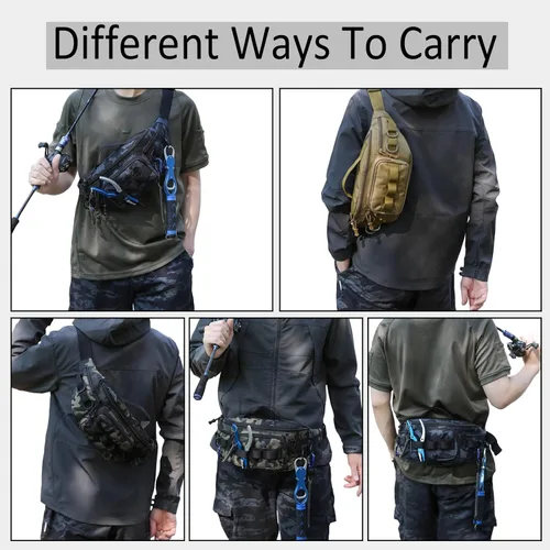 Miniatura 6 de Riñonera táctica, pequeña bolsa de aparejos de pesca, resistente al agua, cintura militar, portátil, para pesca con mosca, senderismo, escalada