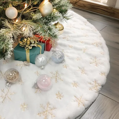 CHICHIC Falda de Árbol de Navidad Grande de 36 Pulgadas Falda de Árbol Blanca Faldas de Árbol de Navidad de Piel Sintética Decoraciones de Navidad