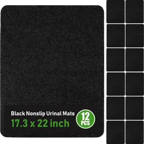 Miniatura 11 de Nuanchu Paquete de 6 tapetes de urinario para hombre, tapetes comerciales para baño, antideslizantes, absorción de agua, inodoro, lavables a granel